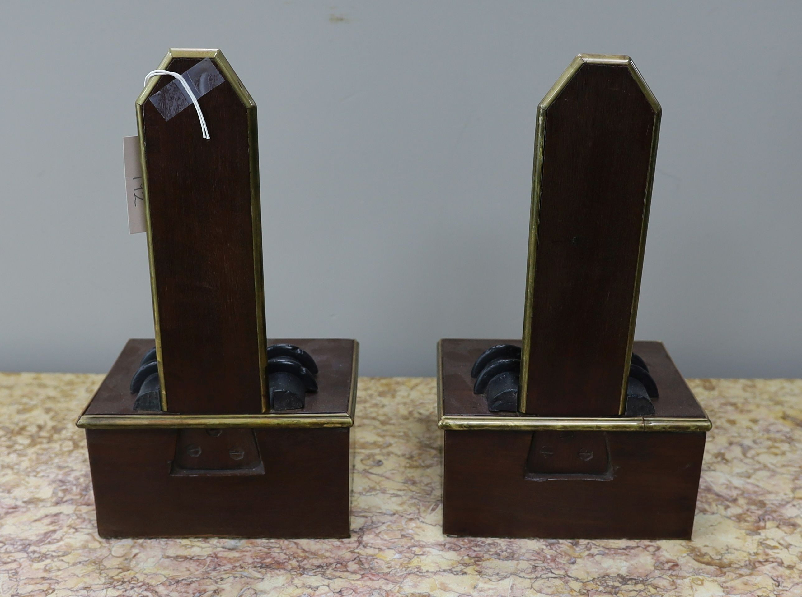 Pair of Gillows style parcel gilt mahogany plate stands, H 39 cms.